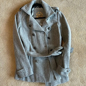 Chilli Pepper Wool Blend Double Breasted Jacket with Waist tie size small